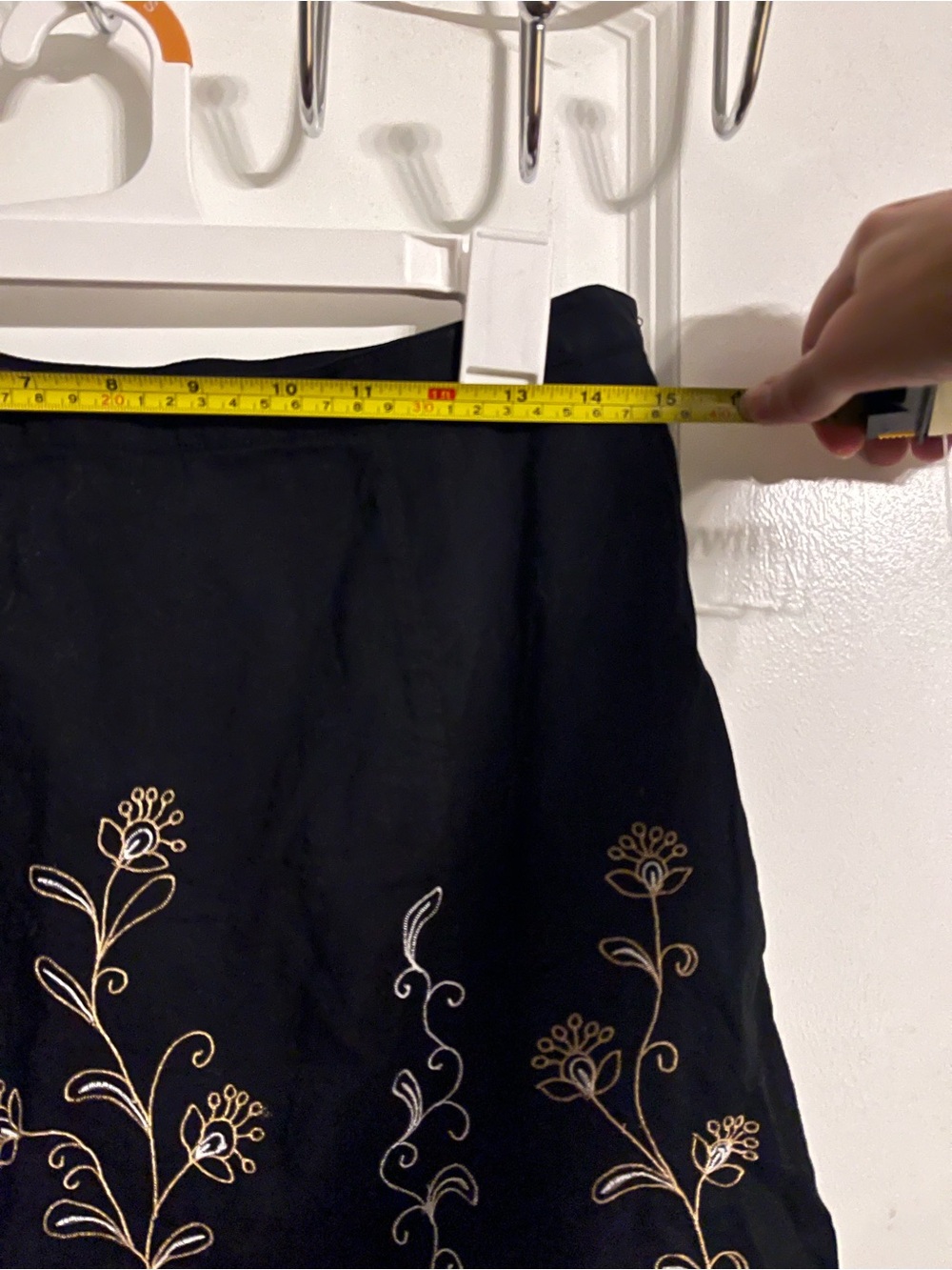Willi Smith Black Midi Skirt with Tan Stitching - Picture 6 of 6